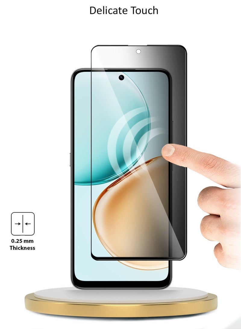 دبليو تيك حماية الشاشة الزجاجية المقسى مع غراء كامل للخصوصية من سلسلة Honor X7d 4G 2025 Premium E2E - شفاف/أسود - Image 4